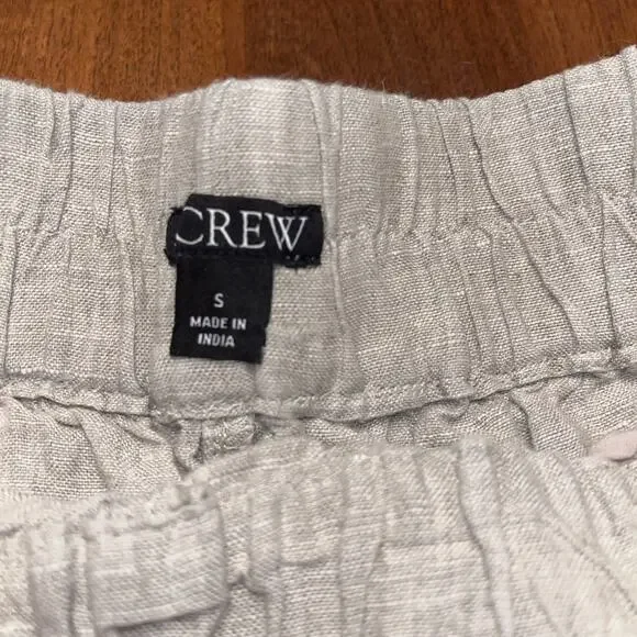 J Crew shorts Small Khaki Linen Pull on elastic waist Pockets Womens Breathable - Picture 2 of 5